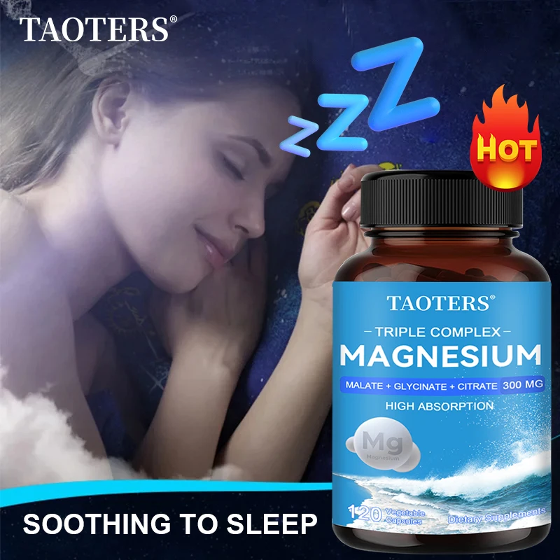 

Triple Magnesium Complex | 300 Mg Iron Malate + Glycinate Chelated + Citric Acid, Muscle Relaxation, Sleep, Energy