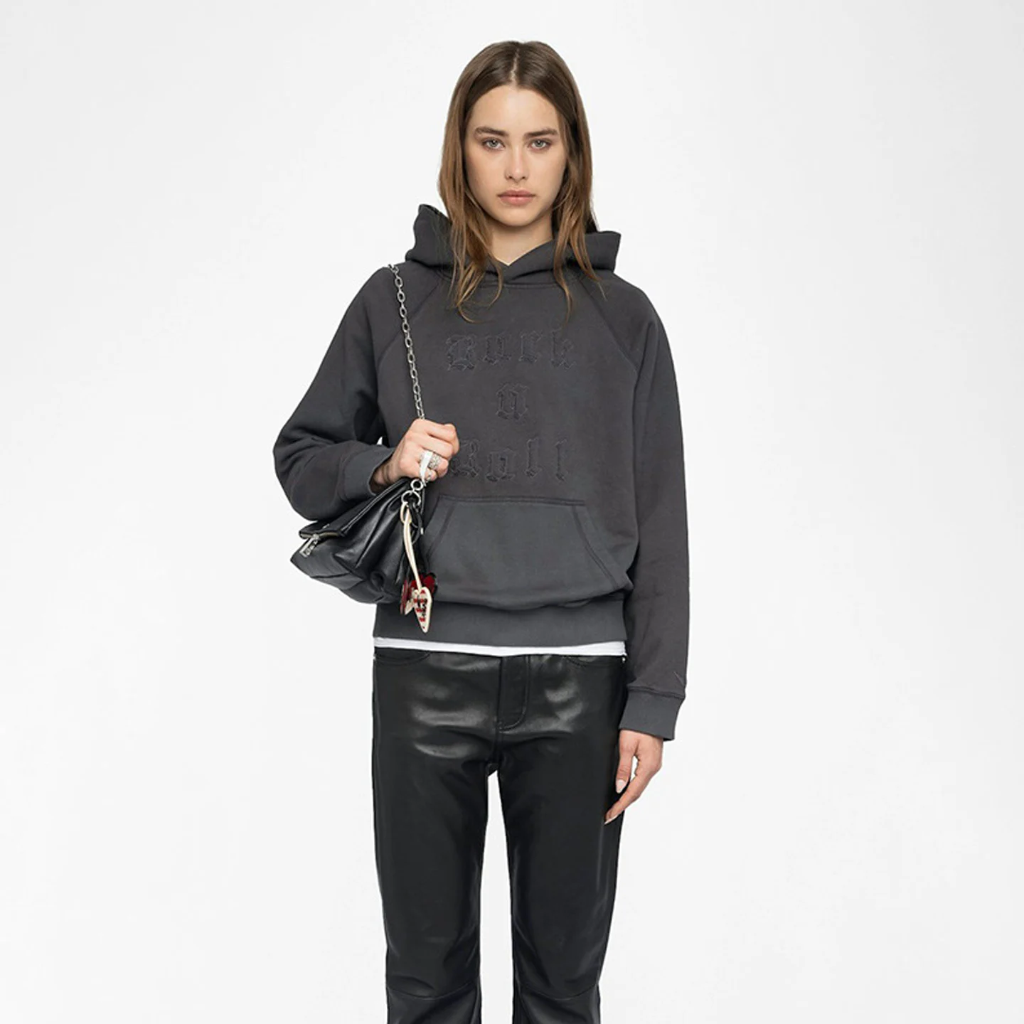 

Spring New plus Size Hoodie Women's Loose Fit Embroidered Fce ZV Letter oulder Drop Long Sve Street Sle Sweatirt