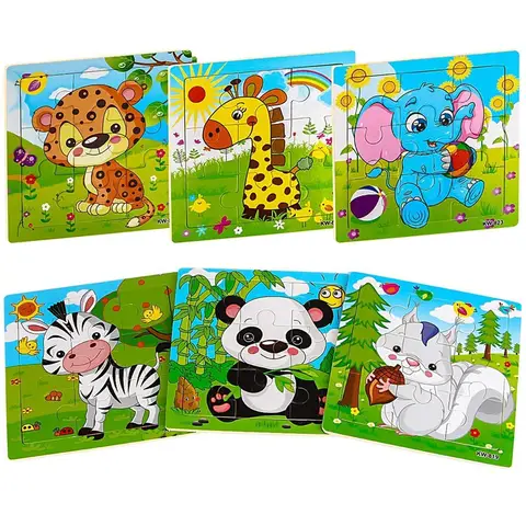 9/16 Jigsaw Puzzles for Kids Ages 2 3 4 5 Toddler Wooden Puzzle Preschool Educational Toys Set Animals Puzzle for Boys and Girls