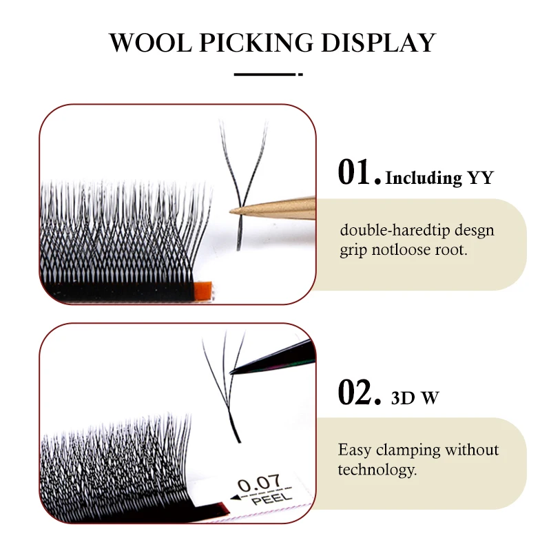 Conjunto de extensão de cílios DeceMars (comer YY, 3D W, 4DW, 5D W /8-14 Mix)