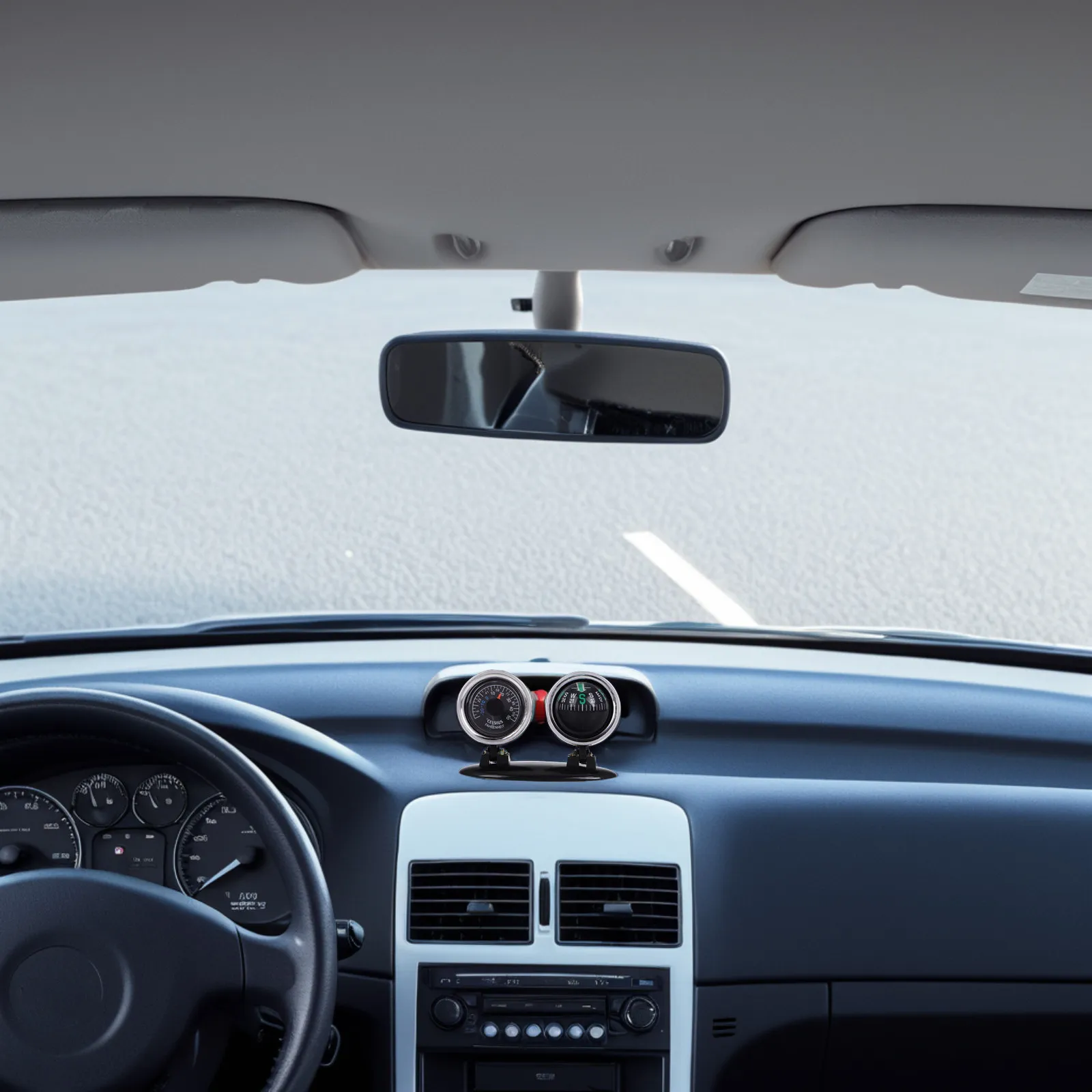 

2 in 1 Car Thermometer Dashboard Compass Vehicle Mount Direction Navigation Guide Ball Marine Boat Truck Auto Compass