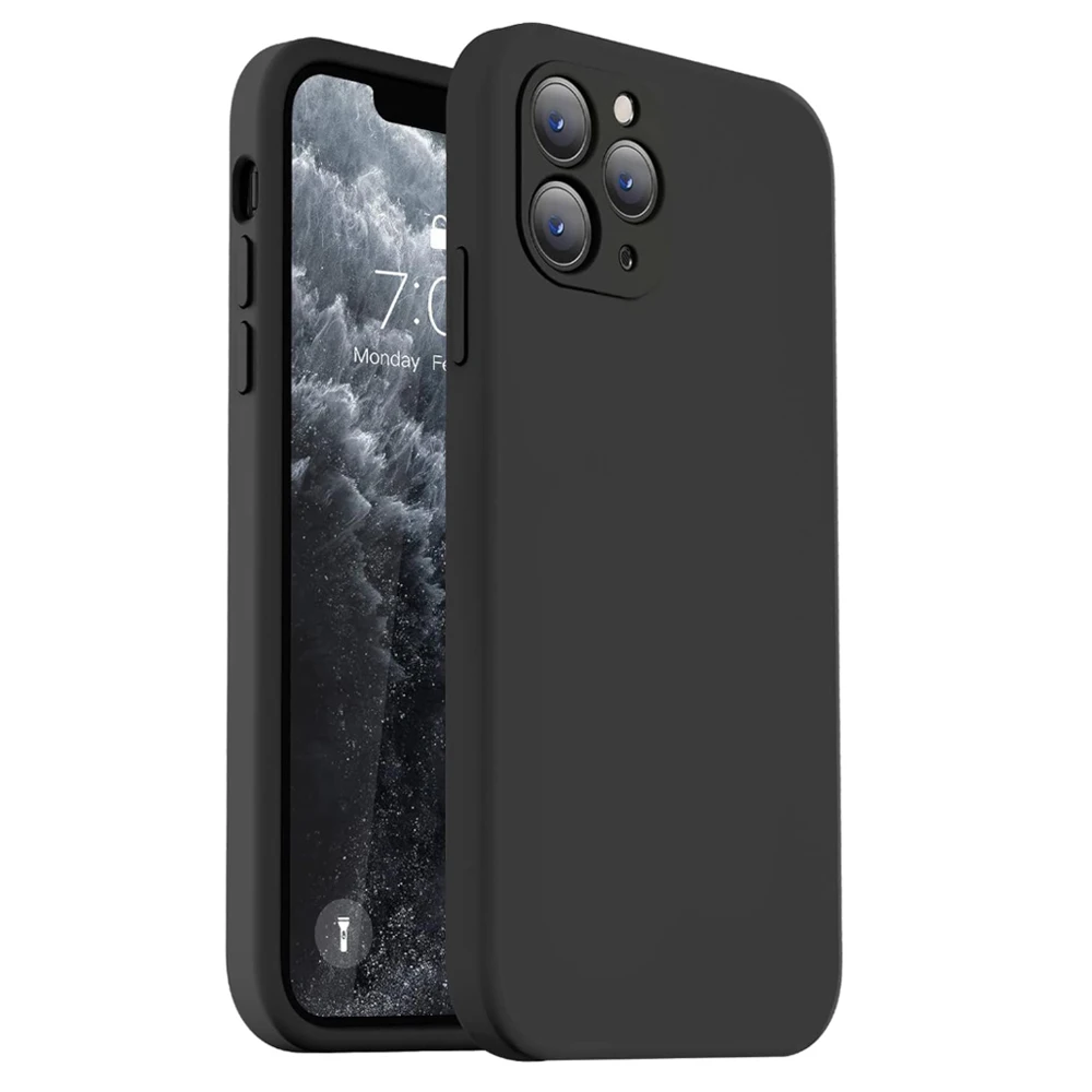 Black Shockproof Silicone TPU Phone Case For Iphone 11 12 13 14 15 Pro Max Mini X Xs XR 6 6S 7 8 Plus Protective Lens Cover Case