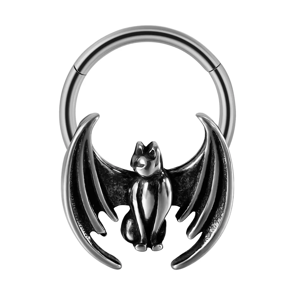 1PC stainless steel nose ring, bat nasal septum ring, hinge, earscreen cartilage, ear stud puncture, jewelry, heart, bee, star,