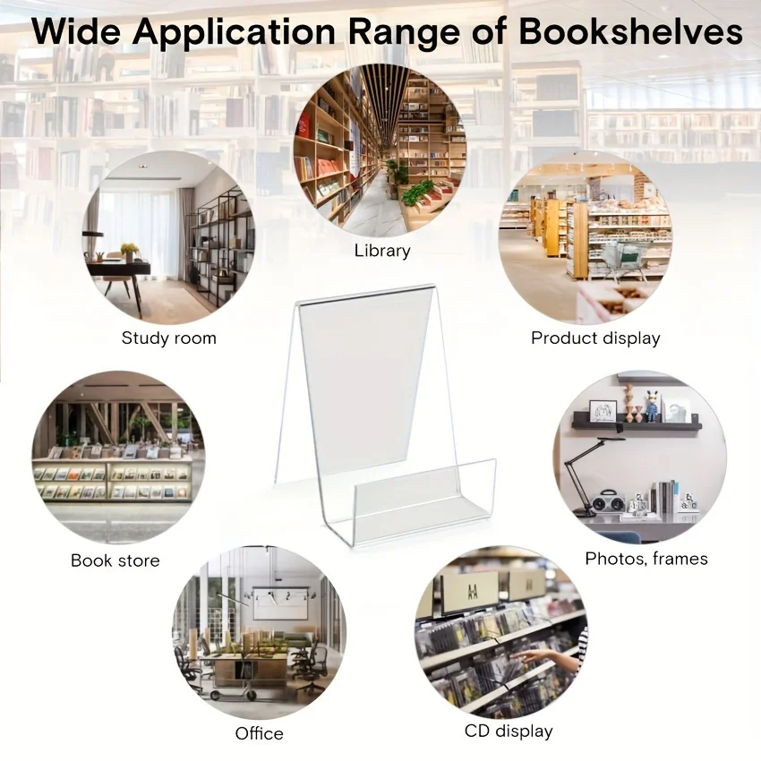 10pcs Clear Heavy-Duty PMMA Bookends & Display Stands - Transparent A-Frame Shelf-like Structure, for Books, Magazines,Notebooks