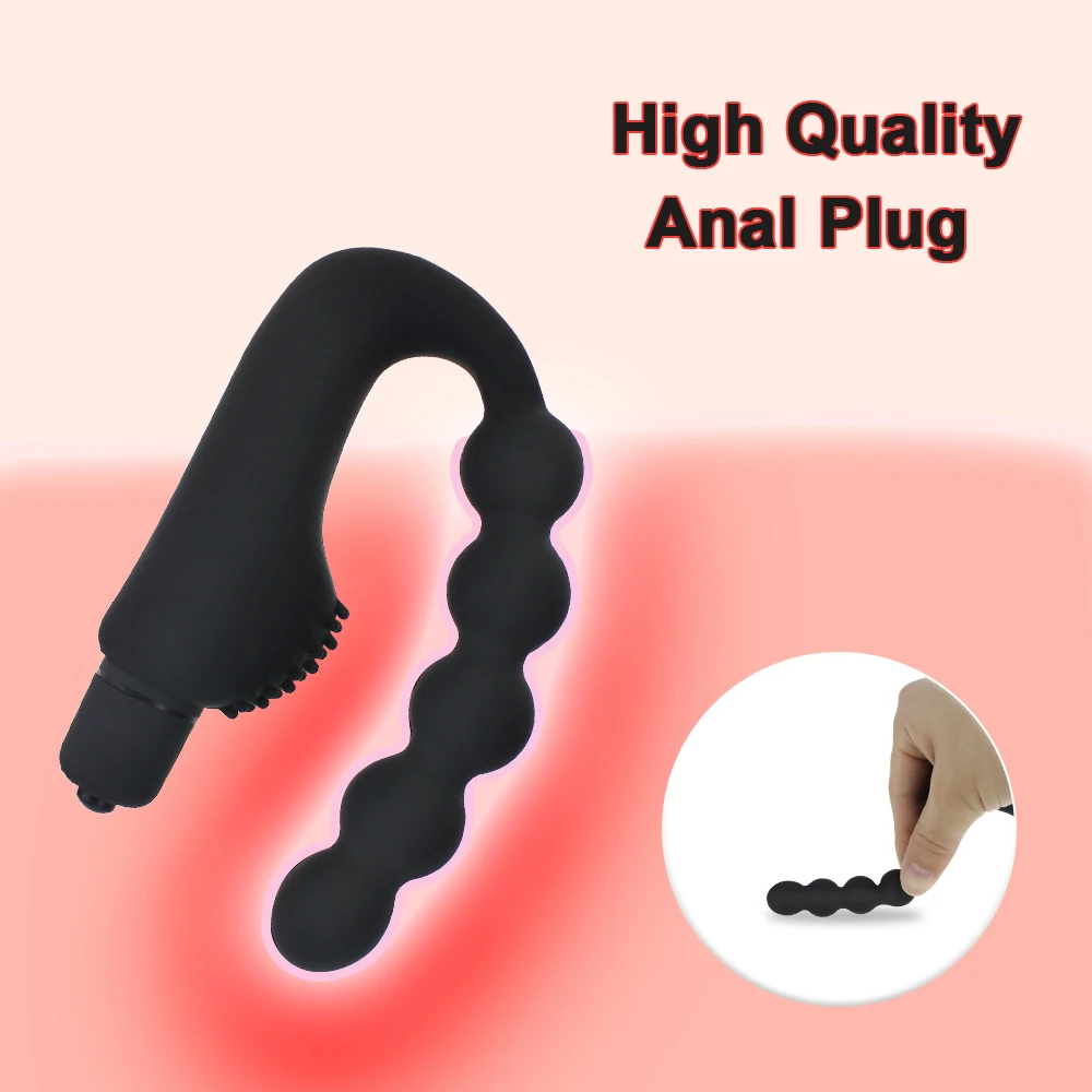 10 Speeds Vibration Beads Prostate Massager Butt Plug Vibrator Buttocks Anal Stimulation Silicone Adult Sex Toy for Female Male