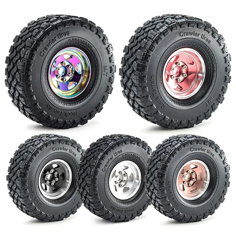 

4pcs 118mm 1.9" Metal Beadlock Wheel Rim Rubber Tire Set for 1/10 RC Crawler Car TRX4 90046 Axial SCX10