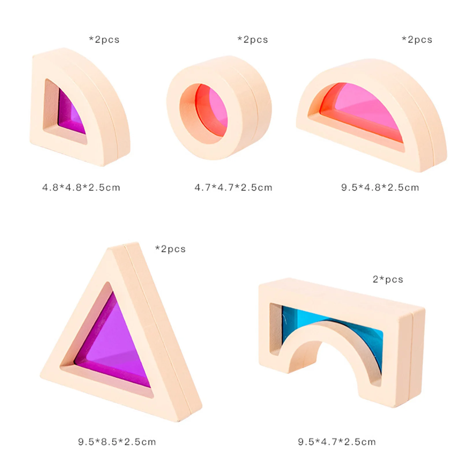 25 Stuks Stapelblokken Montessori Houten Speelgoed Sensorische Regenboog Spiegel Blokken Hout Stapelen Voor Ouder Kind Spel Geschenken Decor