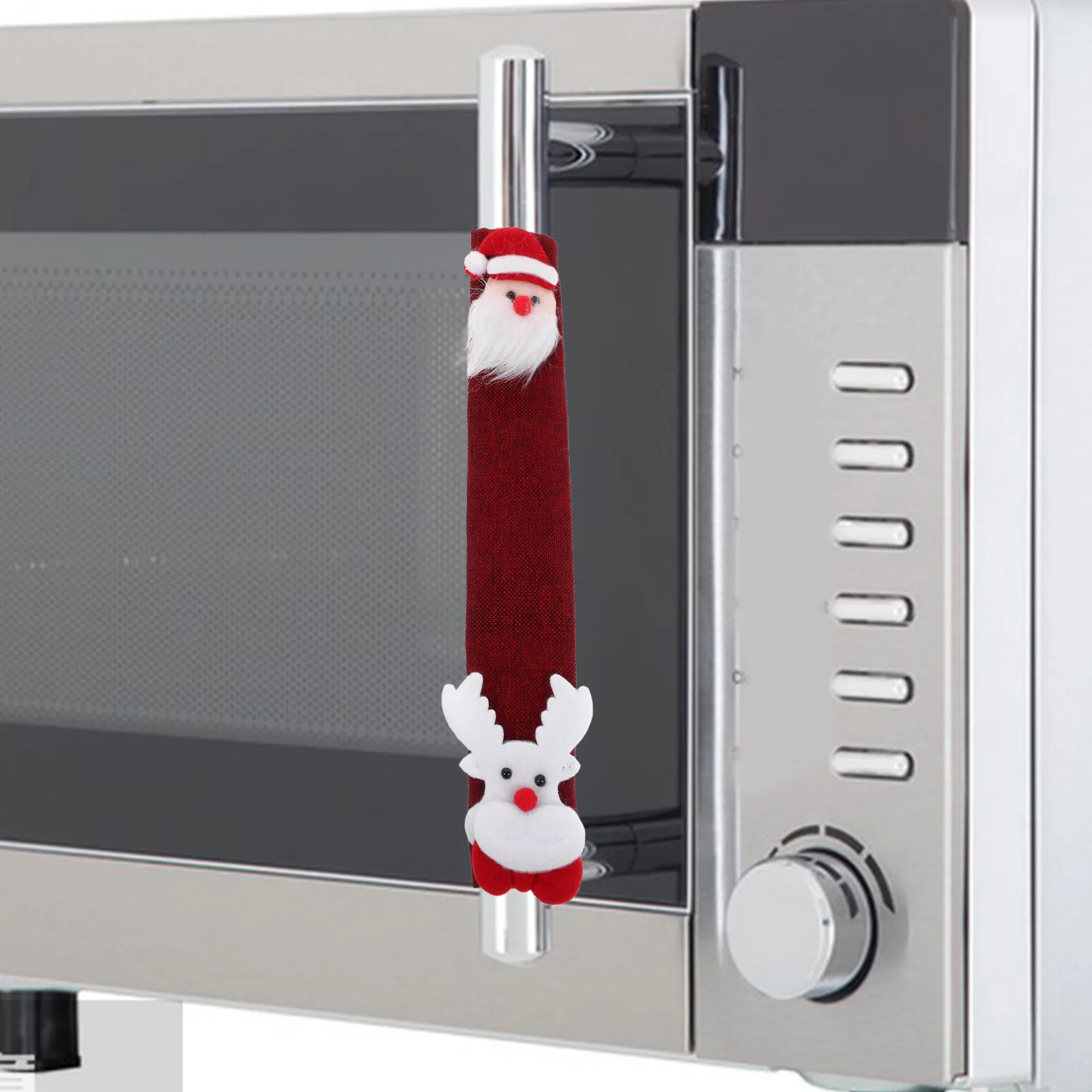 

Christmas Refrigerator Door Handle Covers Kitchen Appliance Protector Microwave Oven Dishwasher Heat Resistant Holiday Decor