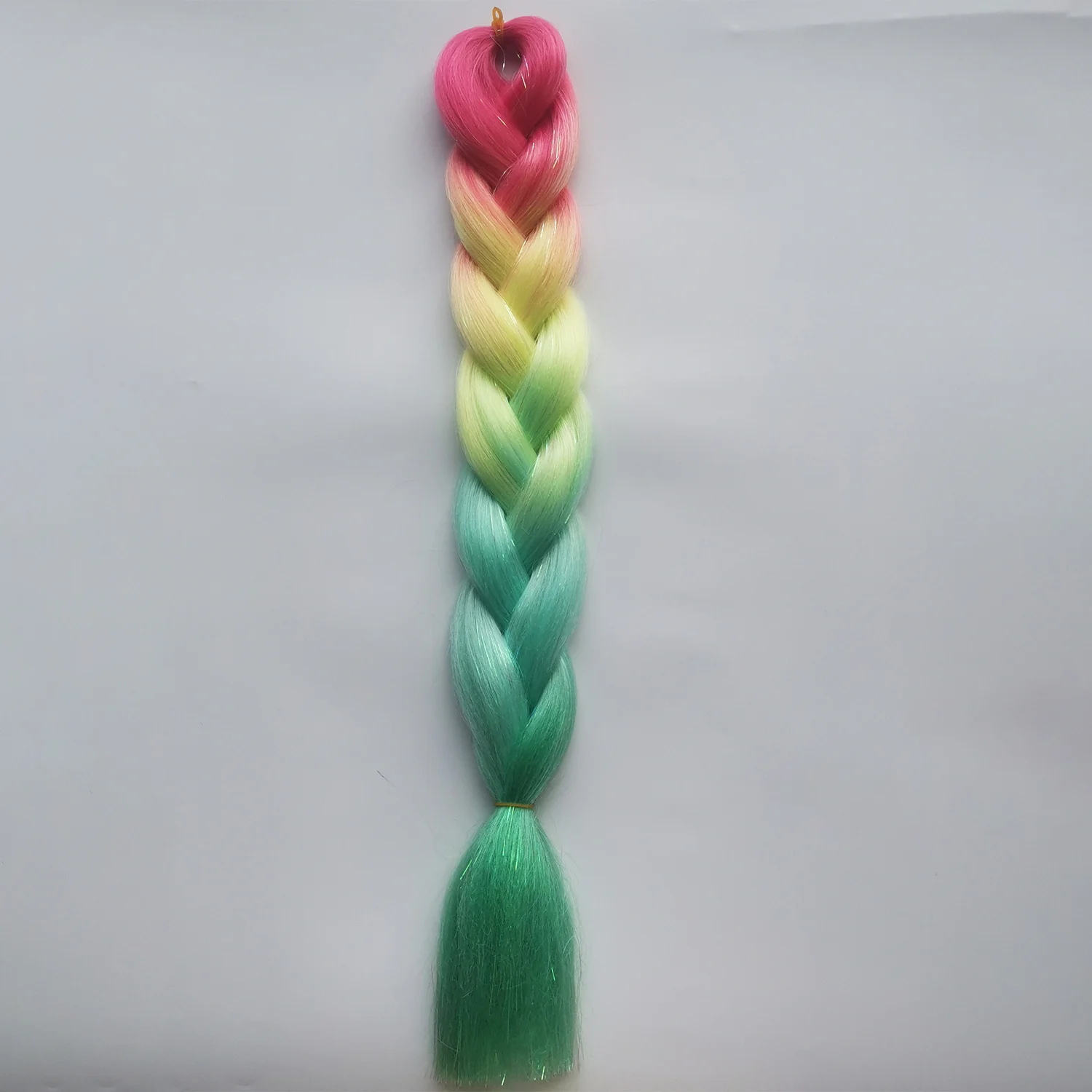 Extensiones de cabello trenzado de colores para niñas, mezcla de cabello trenzado Ombre, Tinsels, Festival Rave, trenzas de día Crazy Hair