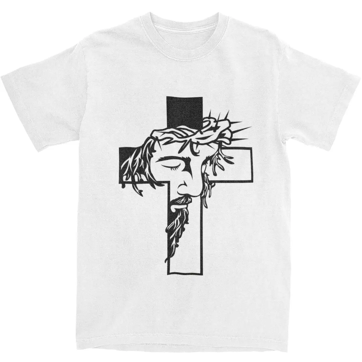 Man T Shirt Jesus Christ Cross T-Shirts Hip Hop Christian Faith Summer Tee Shirt Y2K Funny Design 100% Cotton Clothes Plus Size