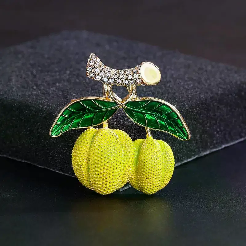 1Pcs Fashion Rhinestone Metal Fruit Durian Brooches For Women Clothing Coat Party Accessries Gifts
