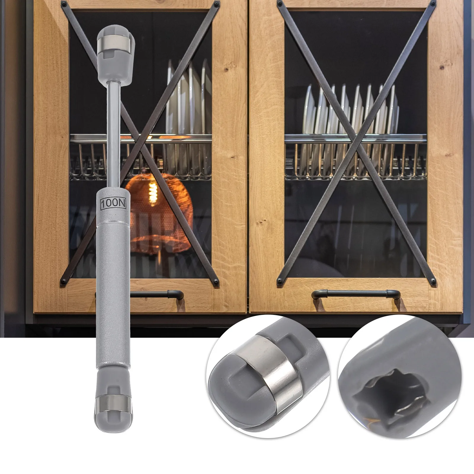 

1Set Hydraulic Gas Struts for Cabinets Stainless Steel Heavy Duty Cabinet Hinges Smooth Closing Door Support for Kitchen