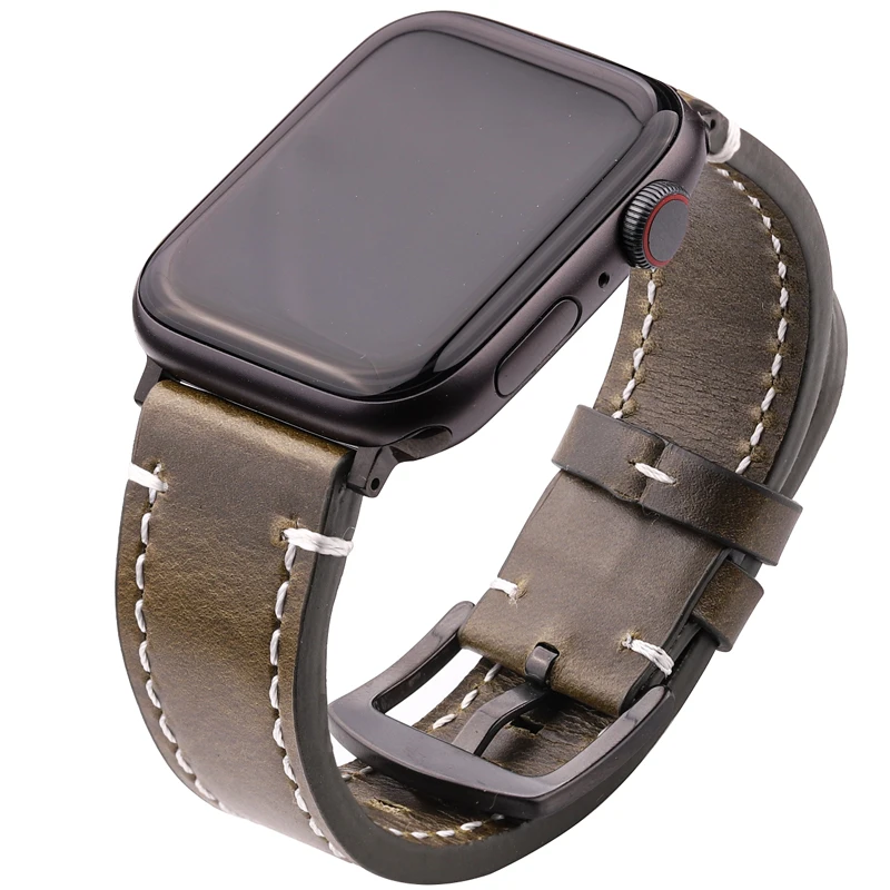 Genuine Leather Watchband For Apple Watch Band 44mm 45mm 40mm 41mm 42mm 38mm Strap Women Men Iwatch Series 7 6 5 4 Se Bracelet