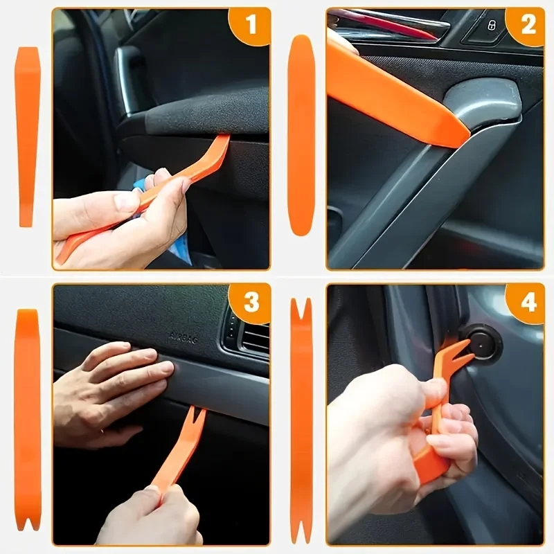 725pcs Automotive Fastener Clip Body Push Pin Rivet Bumper Door Trim Panel Fastener Kit Car Disassembly Tool, Emergency Preparedness Supplies Car Emergency Kit, Roadside Safety Tool Kit with Gloves, First Aid Kit, 12-Foot Jumper Cables, Tow Strap view 3