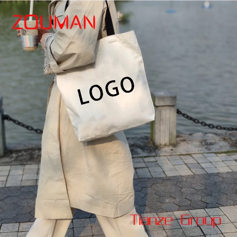 Werbe personal isierte leere einfache Baumwolle Canvas Taschen wieder verwendbare Shopping Baumwolle Einkaufstaschen mit individuell bedruckten Logo