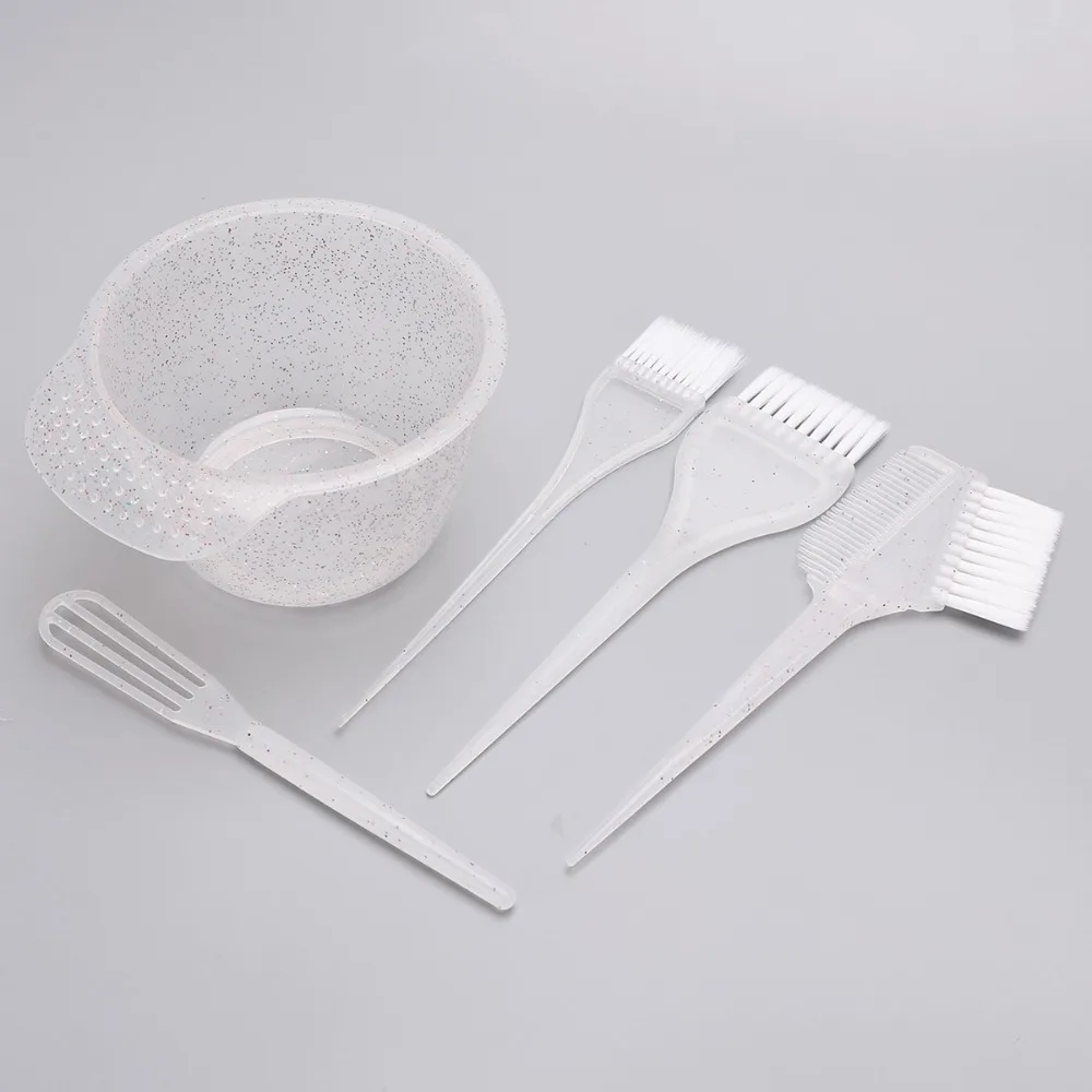 

5Pcs/Set Hairdressing Professional Hair Dyeing Kit Hair Coloring Tail Comb Hair Color Dye Bowl Bleaching Durable Stirring Brush