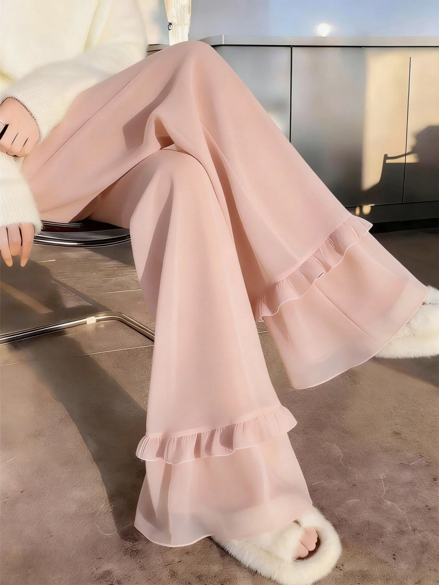 Soft Wide Leg Casual Pants Women's Spring Autumn New Style High Waist Micro Flared Pants Versatile Casual Trousers for Ladies