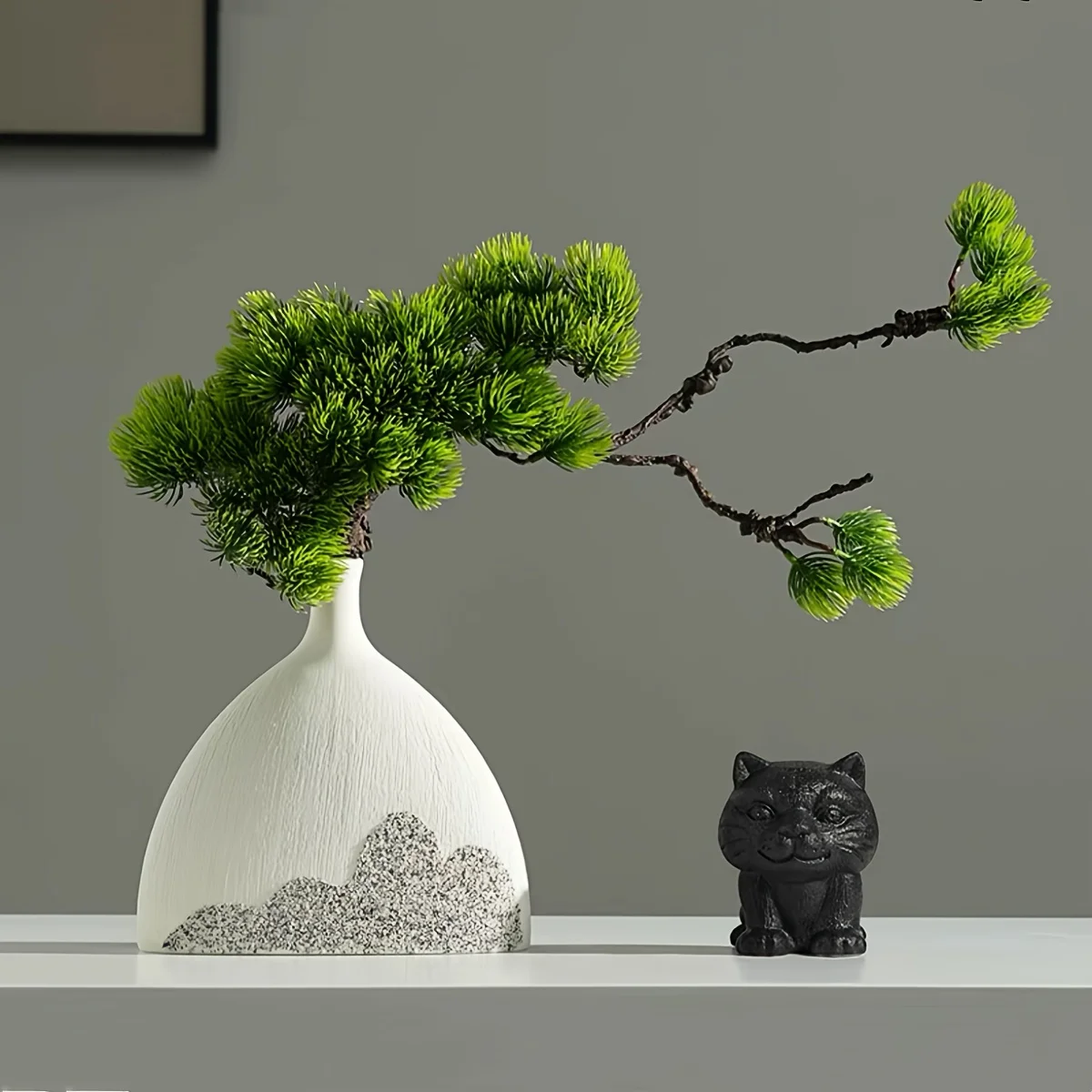 

Snowflake & Cloud Ceramic Vase, Modern Minimalist Flower Arrangement Ornament, Black-White Small-Mouth Zen Vase for Living Room