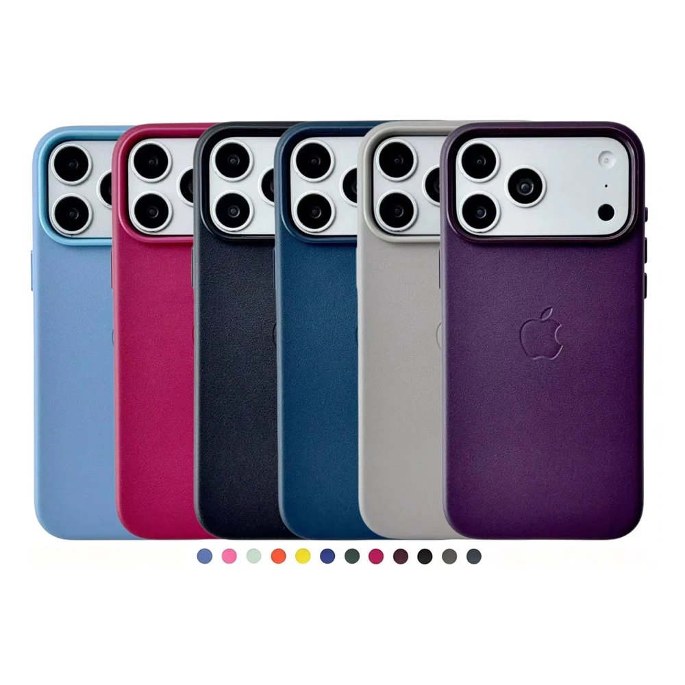 Oficjalne skórzane etui z magnetycznym mocowaniem MagSafe do iPhone 18 Pro i 18 Pro Max, umożliwiające bezprzewodowe ładowanie, zapewniające ochronę przed wstrząsami, w zestawie z pudełkiem.