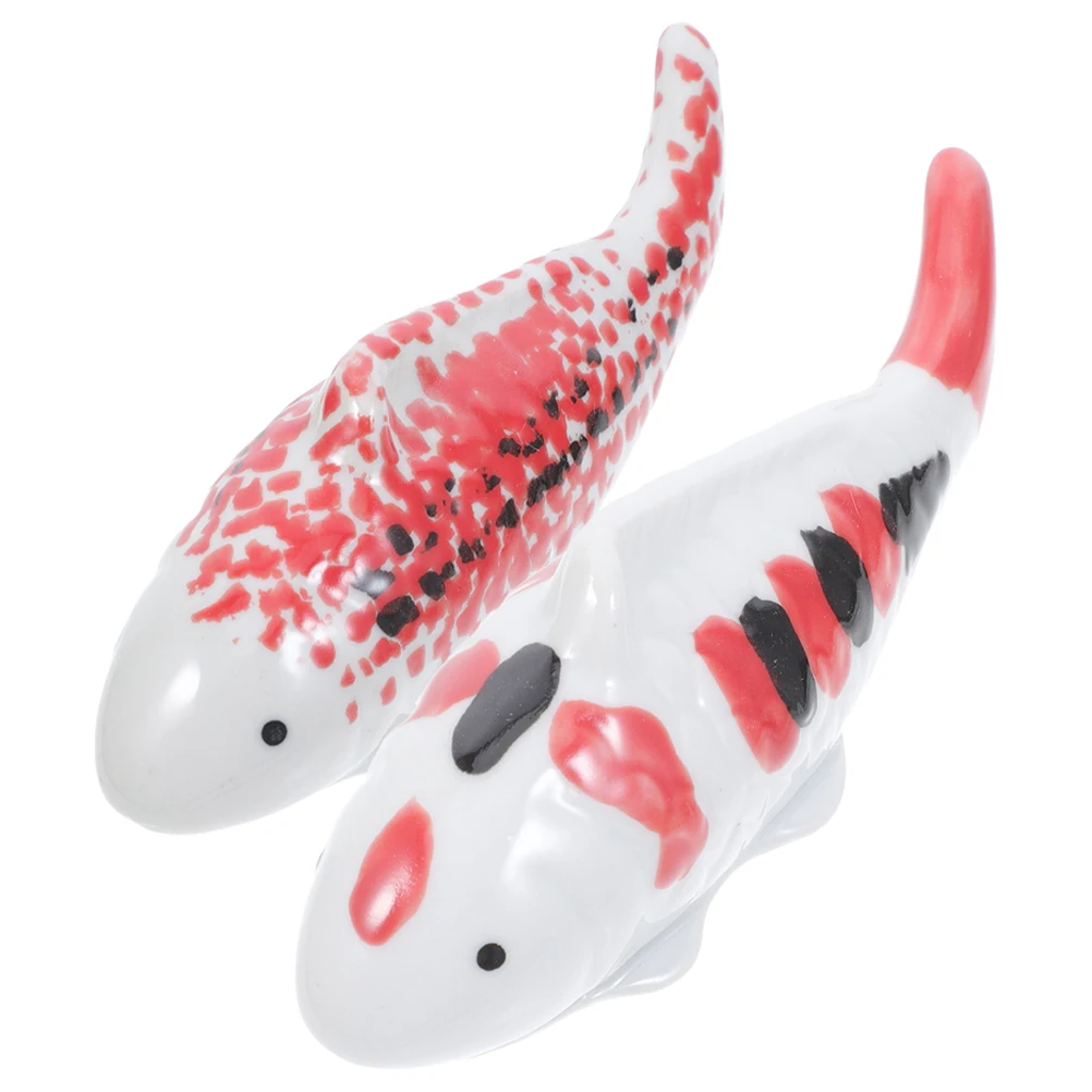 

2Pcs Floating Ceramic Goldfish Spotted Red and Striped Koi Fish Realistic Aquarium Fish Tank Decor Pond Garden Ornaments