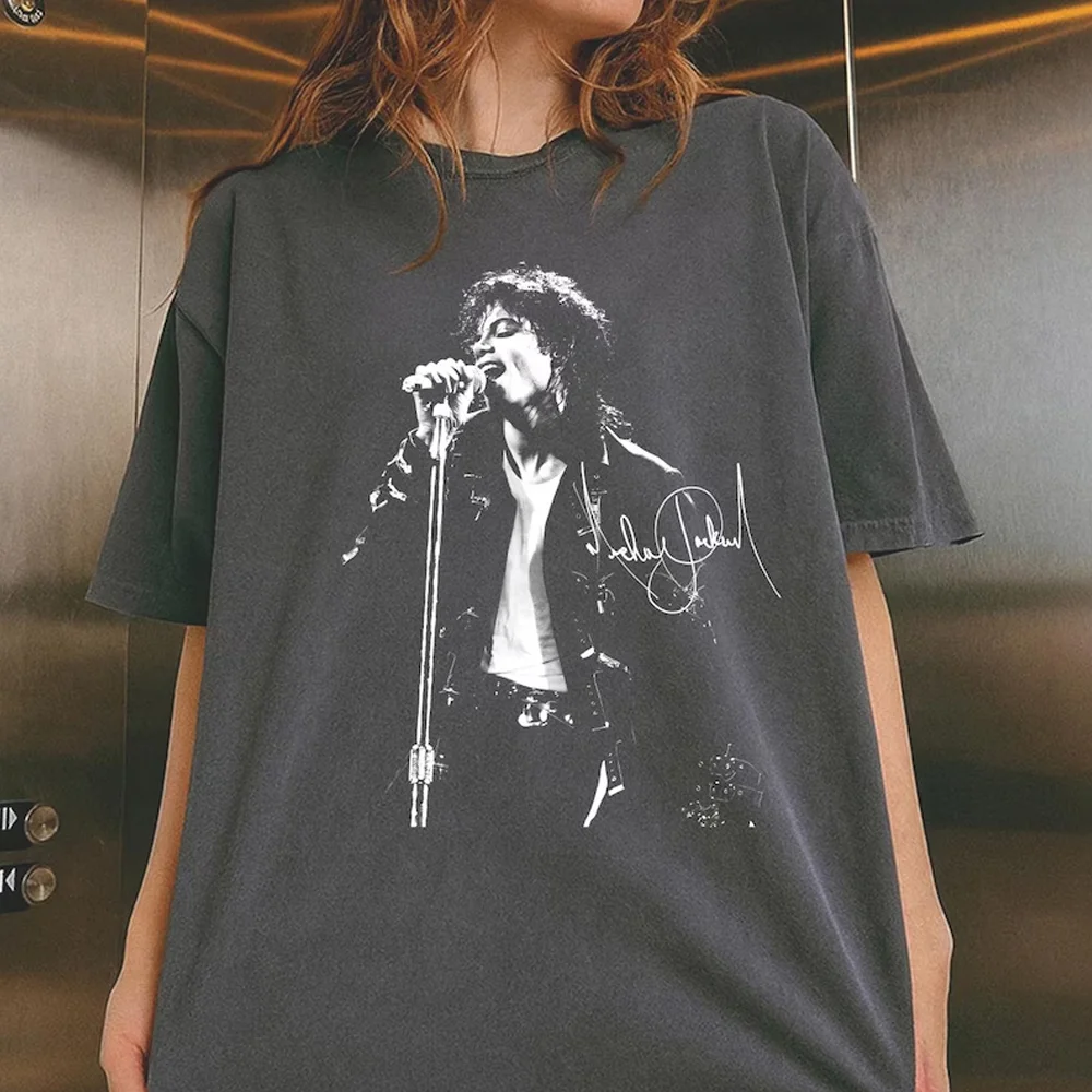 Michael Jackson Modern Redesign T-shirt Men and Women Summer Cotton Y2K Clothing Fashion Round Neck Short Sleeved Tee Fan Gifts