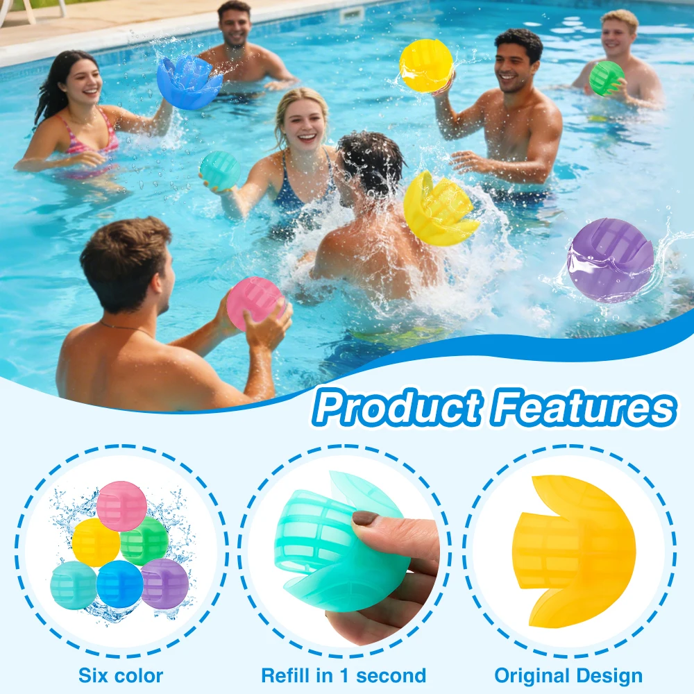 Balões de Água Reutilizáveis, Balões de Água Recarregáveis, Bombas de Água Rápidas para Crianças na Piscina