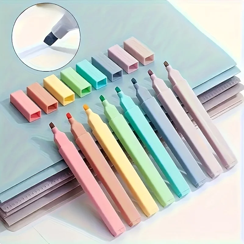 4/5/6/12 Pcs Pastel Highlighter Set, Random Color Flat Tip Markers for Study, Office, Journaling, Back to School Supplies