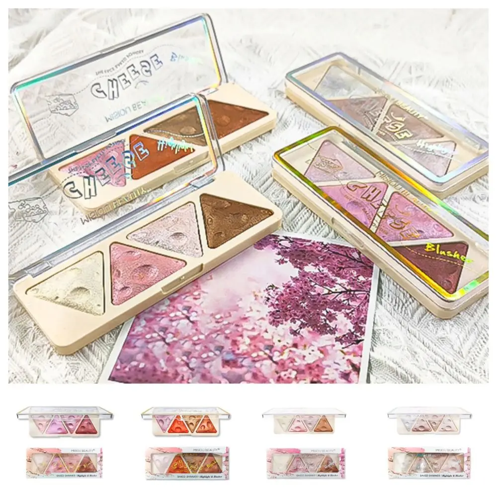 Paleta de Sombra 3D Perolado Lustre, Sombreamento Pó, Cosméticos Arte, Multi-funções, Queijo Rosto Blush, Moda Festa