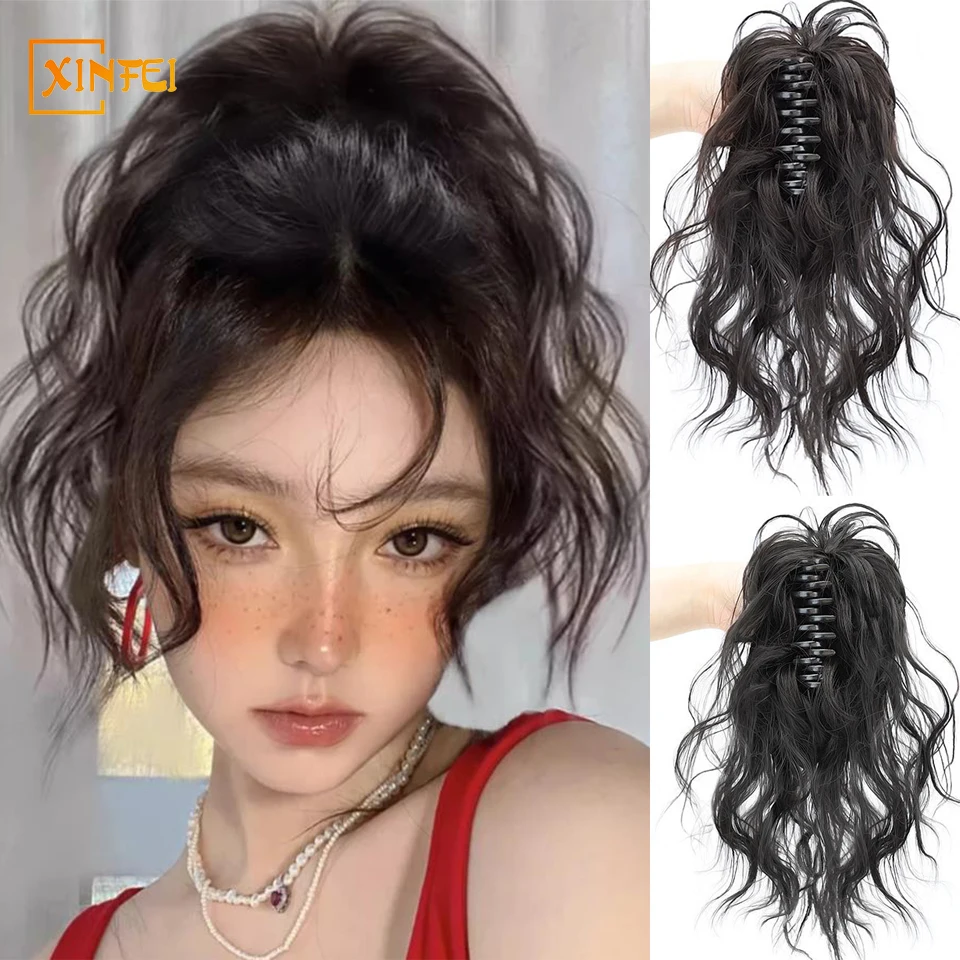 Synthetic Ponytail Wig Female Grasping Clip Waterfall Lazy Wind Messy High Ponytail Fluffy Curly Hair Braid Fake Ponytail