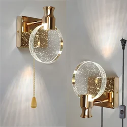 Cristal lâmpada de parede led iluminação moderna luxo vidro ouro sala estar quarto cabeceira espelho da escada do corredor frente nordic luzes do banheiro