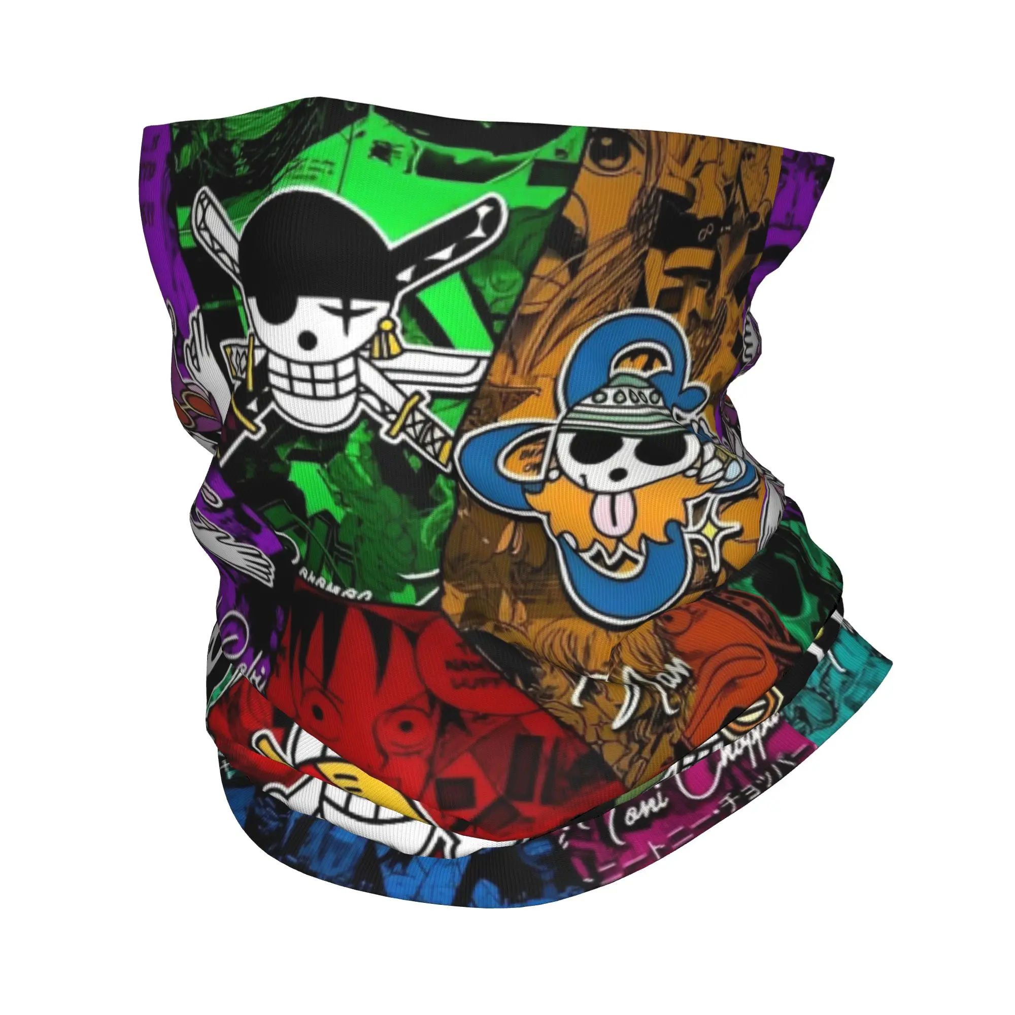 قطعة واحدة من قناع أنيمي مانغا لوفي، إكسسوارات وشاح للرقبة، باندانا، أغطية رأس رياضية خارجية متعددة الوظائف للرجال والنساء