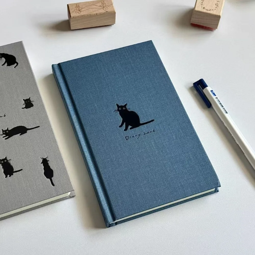 1 Pcs 176 Pages Cartoon Kitten Illustration B5 Notebook Hard Shell To Do List Daily Planner 2026 Schedule Book Gift