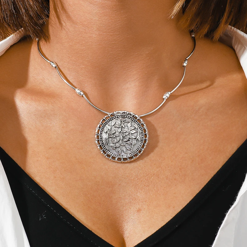 Aihua Böhmen Türkis Stein Halskette für Frauen Colliers Collier Femme Handgemachte Ethnische Anhänger Halsketten Aussage Schmuck – Detail 5
