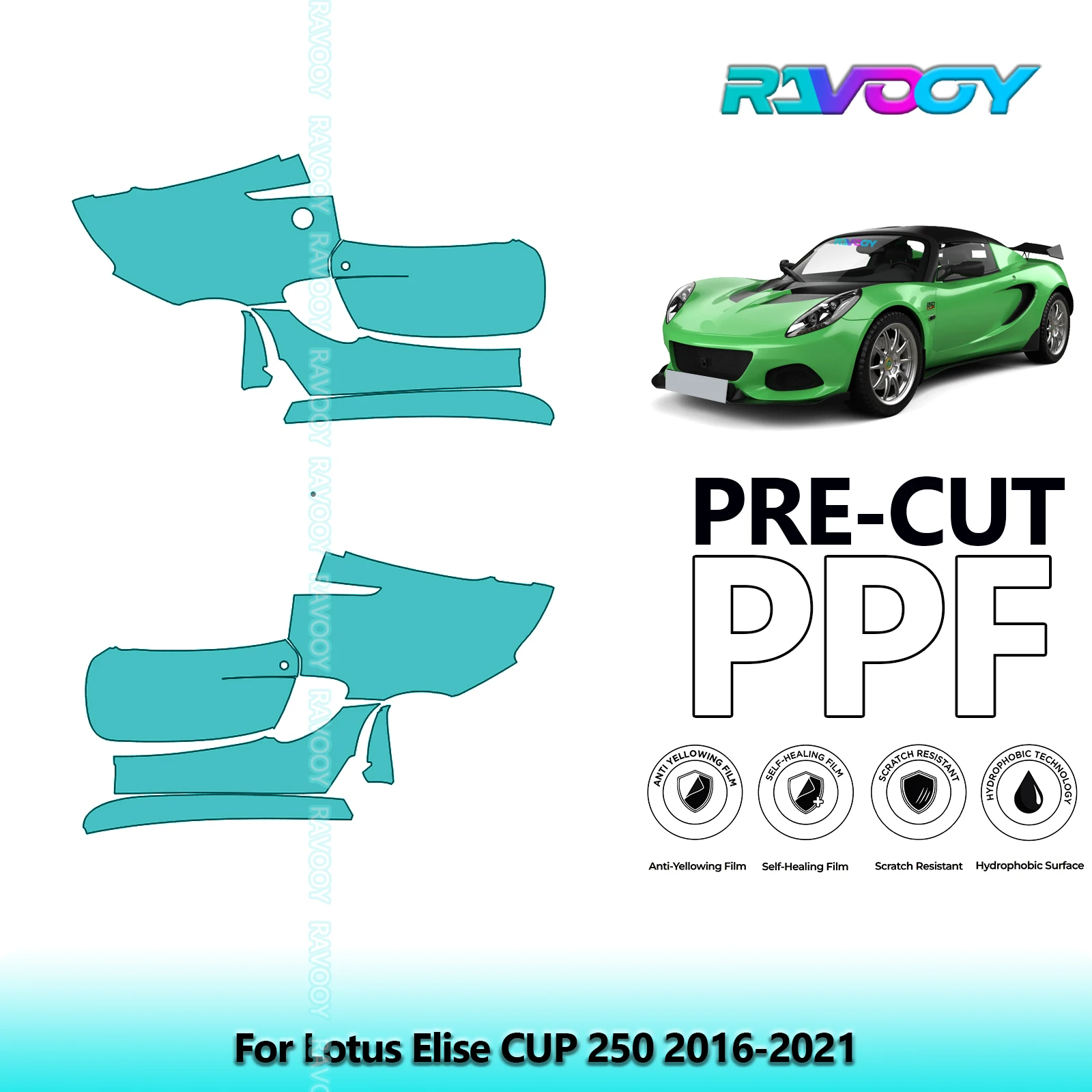 

Для Lotus Elise CUP 250 2016-2021 8,5 мил прозрачный матовый предварительно вырезанный комплект PPF для дверей и стойки A/B, набор защитных пленки для краски из ТПУ