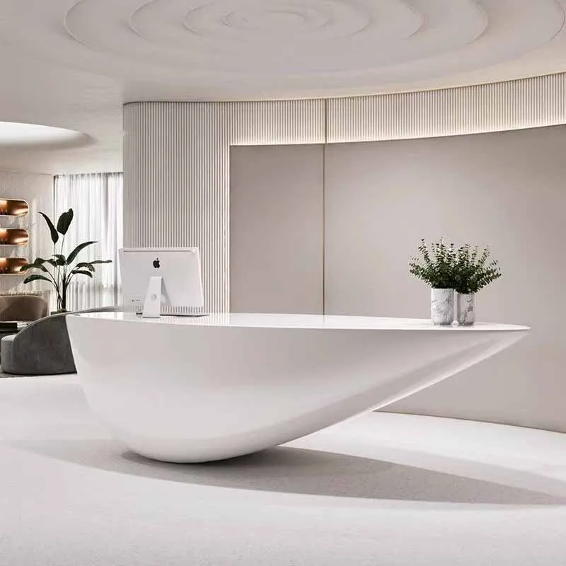 Organizer Long Reception Counters Curved White Small Space Front Desk Reception Business Modern Theke Rezeption Office Furniture