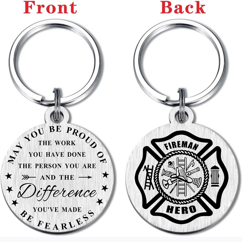 Firefighter Gifts for Men, Personalized Fireman Birthday Keychain for Boyfriend Husband, Funny Gift for Firemen Retirement