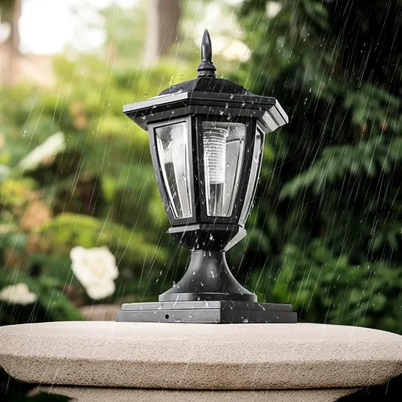 C2 Outdoor Solar Post Light Waterproof Garden Lamp with Pier Mount Base Decorative Solar Lights for Pole Outside Luces Solares