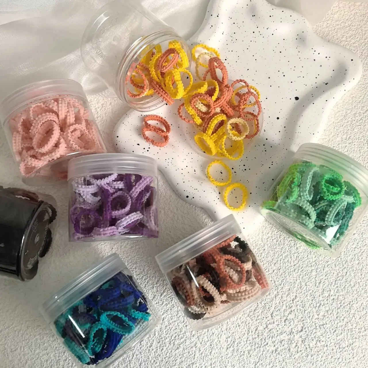 1box (50pcs) Children's rubber bands colorful canned lace rubber bands girls' high-elastic hair bands baby headbands accessories