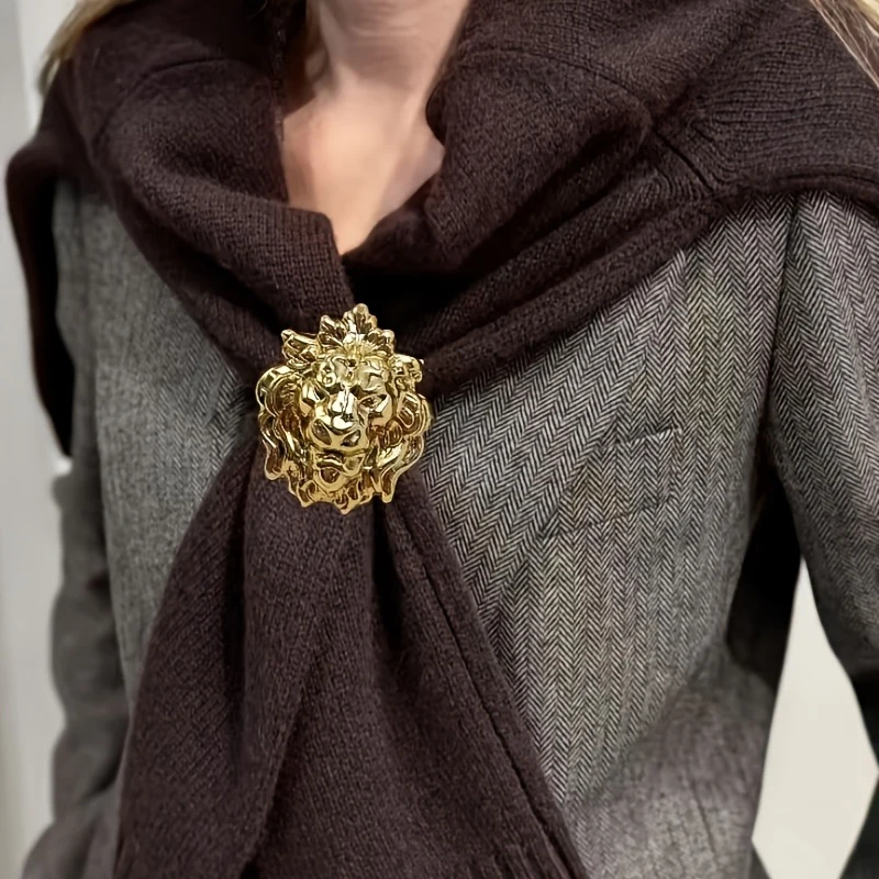Lion Head Brooch Pin Western Style Women's Accessory For Jackets Dresses, Parties - Year-Round Wearable Pin For Fashion