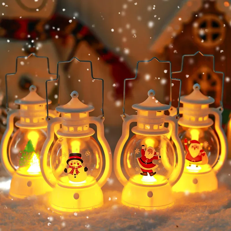 Christmas Led Night Light Portable Battery Powered Santa Claus Lantern Hanging Ornaments For Home 2023 Xmas Navidad Decors Gifts