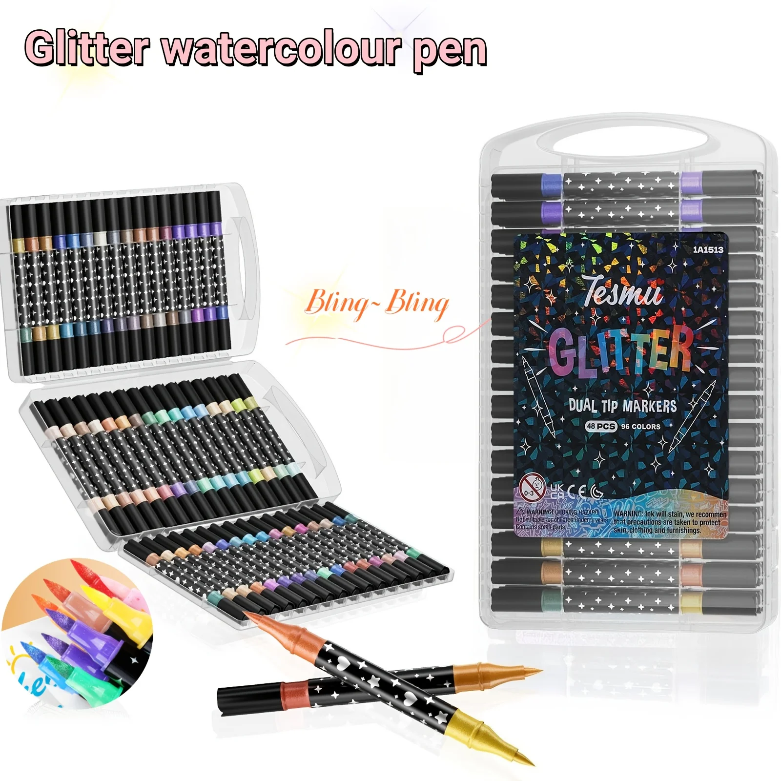 

12-48PCS Glitter Markers Pens Water-based Ink Glitter Paint Pens Set Sparkle Pen for Glitter Art Crafts Adults DIY Crafts Cards