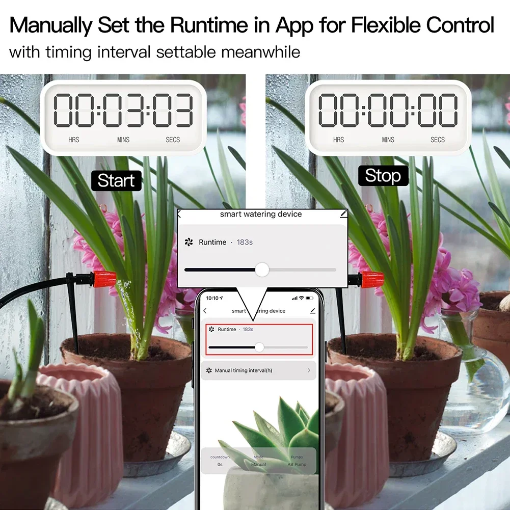 Imagem -04 - Tuya Rega Inteligente Sistema Automático de Irrigação Micro-gotejamento Sistema Controlador de Plantas Alexa Google