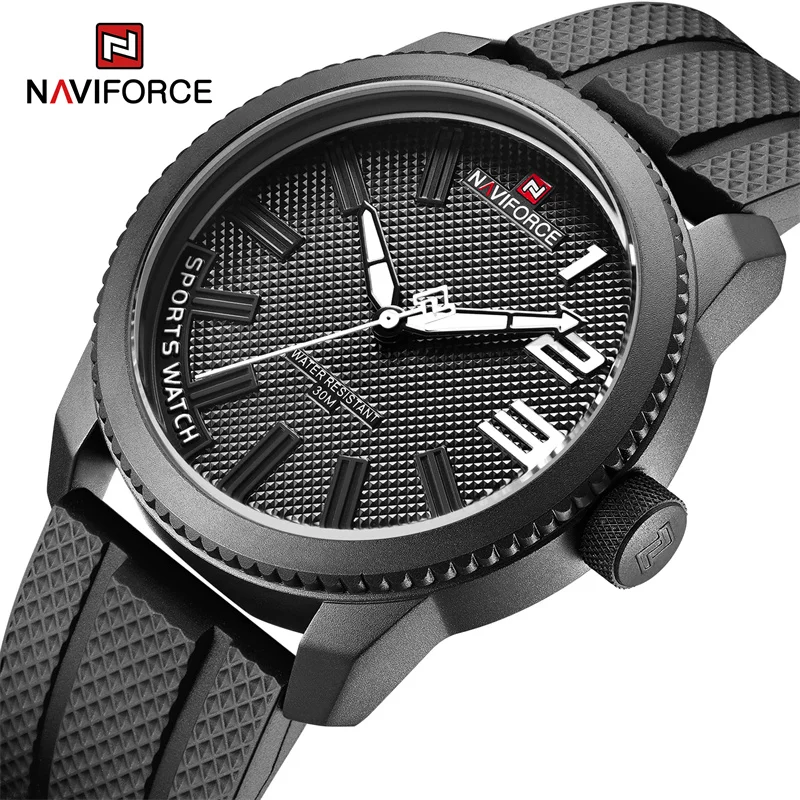 NAVIFORCE Sports Silicone Men\'s Quartz Watch Fashion Business Men Watch Cool Dial Casual Waterproof Men\'s Watch Gifts For Men