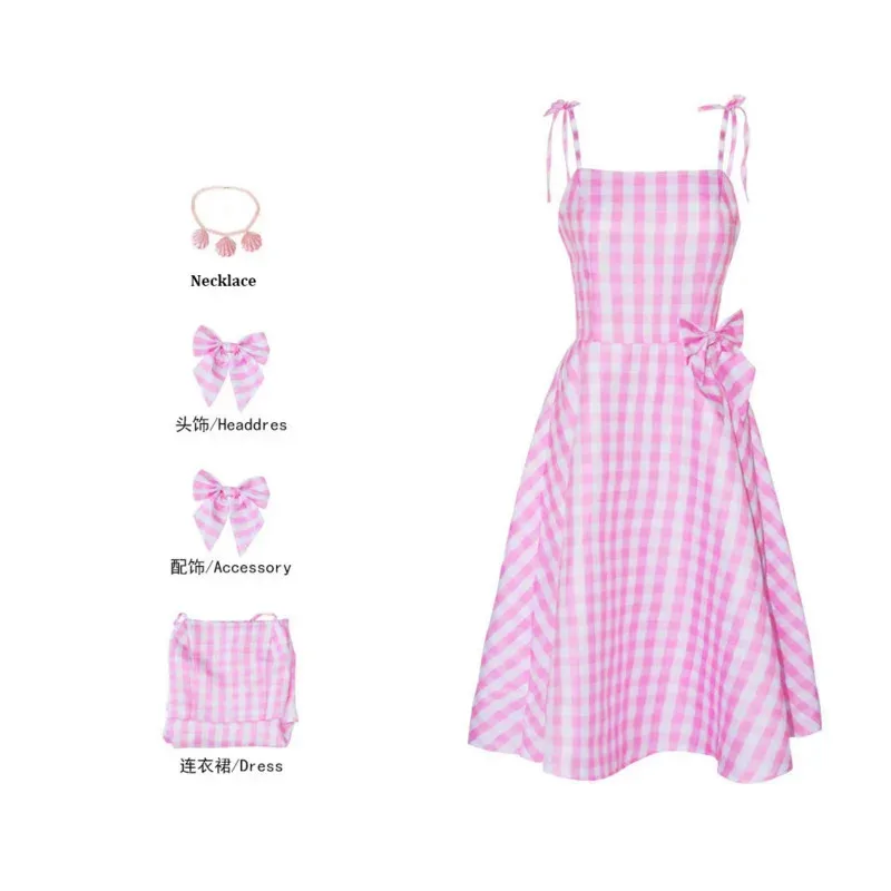 Women Costume for Margot Robbie Cosplay Pink Dresses Suit Halloween Costumes Movie Princess Charm School Uniform