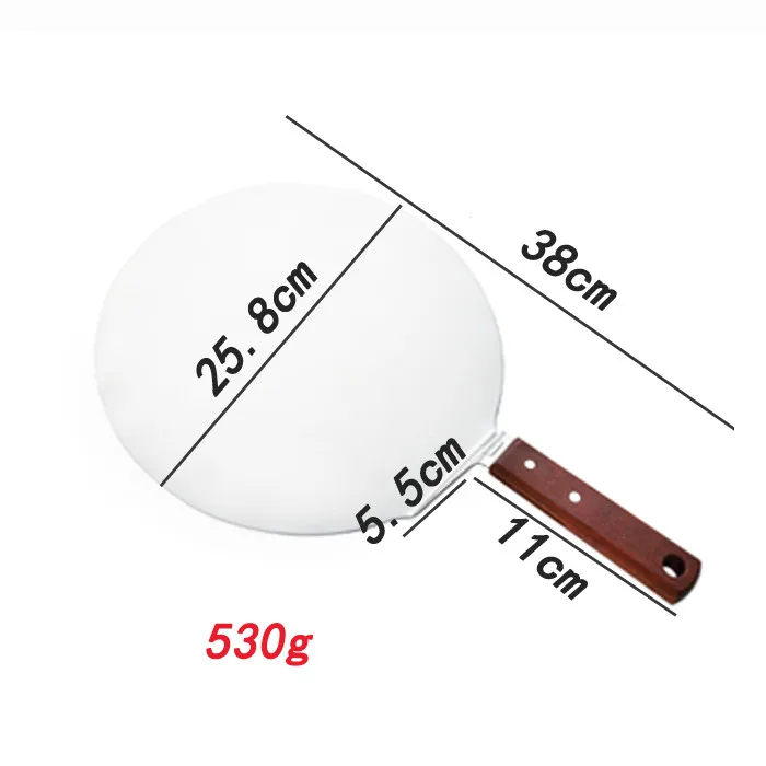Wooden Handle Pizza Shovel - Stainless Steel Blade - Ideal for Round Cake Baking - 10