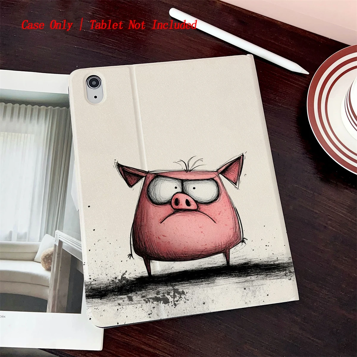 

8 Fresh Style Printed iPad Case, 360° Rotating Stand & Pen Slot,Book Style, Auto Sleep/Wake, Compatible with Various Apple iPads