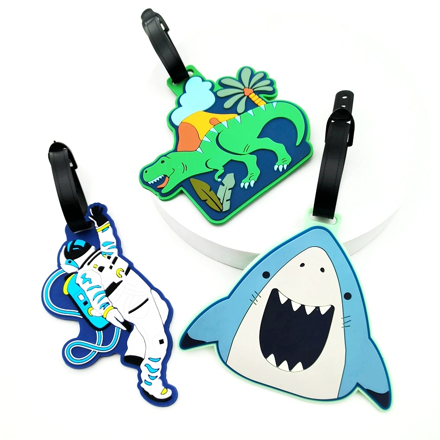 1/2/3 قطعة القرش ديناصور رائد الفضاء الأمتعة علامة شماعات السفر الأمتعة شماعات العنصر الشخصي منع فقدان اسم العلامة تسمية كلمة