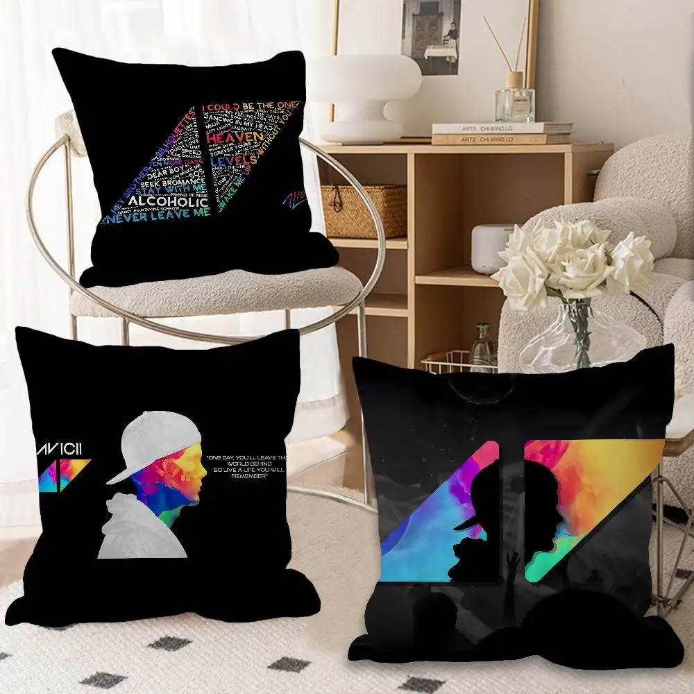 DJ A-Avicii Logo Dekorativer Kissenbezug für Raumästhetik, Heimdekoration, Schlafzimmer, Sofa, Bett, Couch, Kissenbezug, 45 x 45 cm
