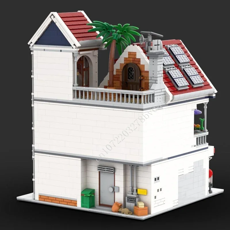 2903 Uds casa de ciudad con tienda Kebab Modular MOC vista de calle creativa modelo de bloques de construcción DIY modelo de ensamblaje educativo juguete para regalo