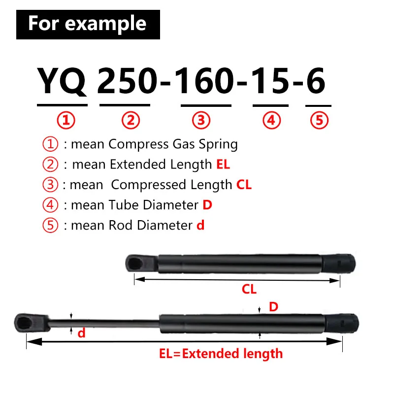 1PC 100N/23LB 150-350mm Universal Car Gas Spring Nylon End Fitting Lift Support Trunk Tailgate Strut Bar Replacement Gas Strut